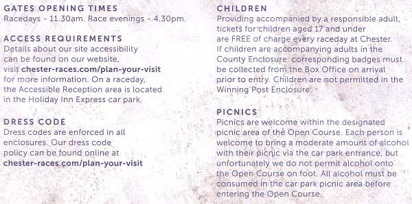 Chestertourist.com - Chester Racecourse Instructions Page One